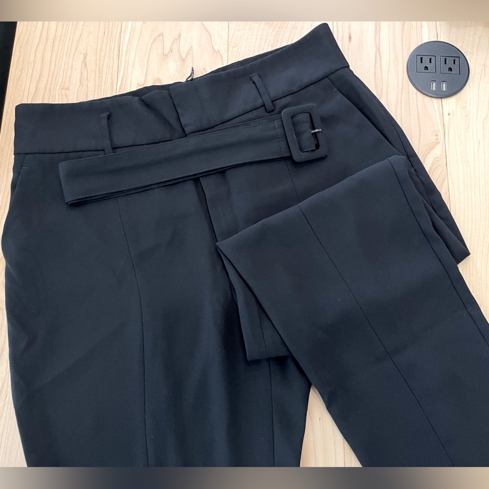 Black Zara Boot Cut Trousers with Belt